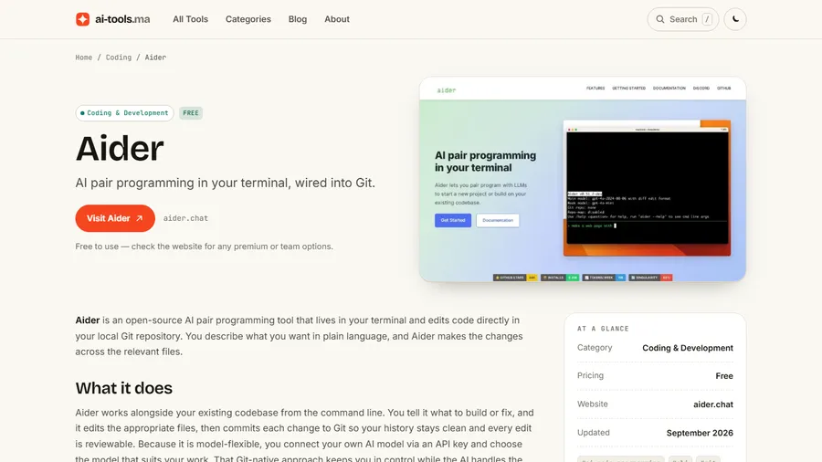 Fiche détaillée d’un outil IA sur AI-Tools.ma : description, tarifs et capture du produit