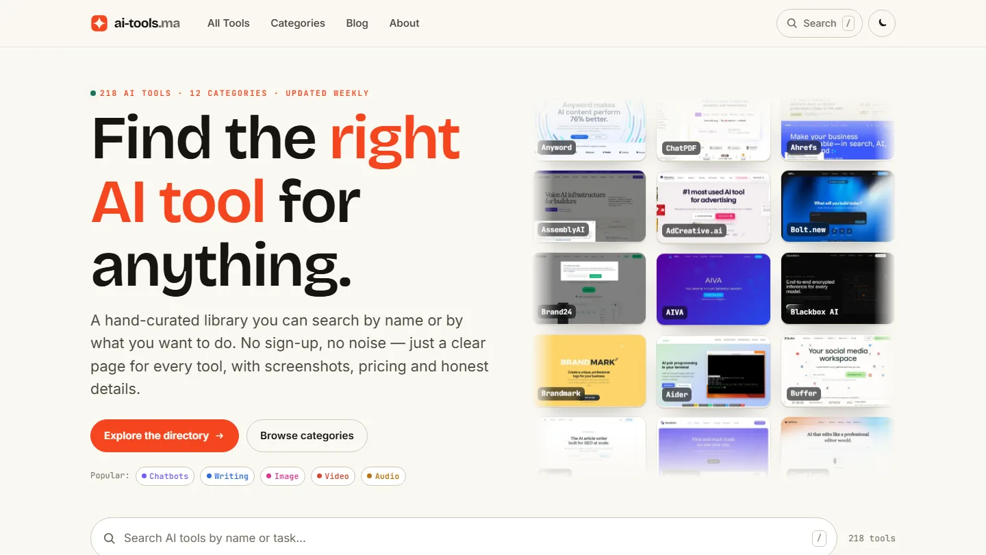 Aperçu du projet AI-Tools.ma