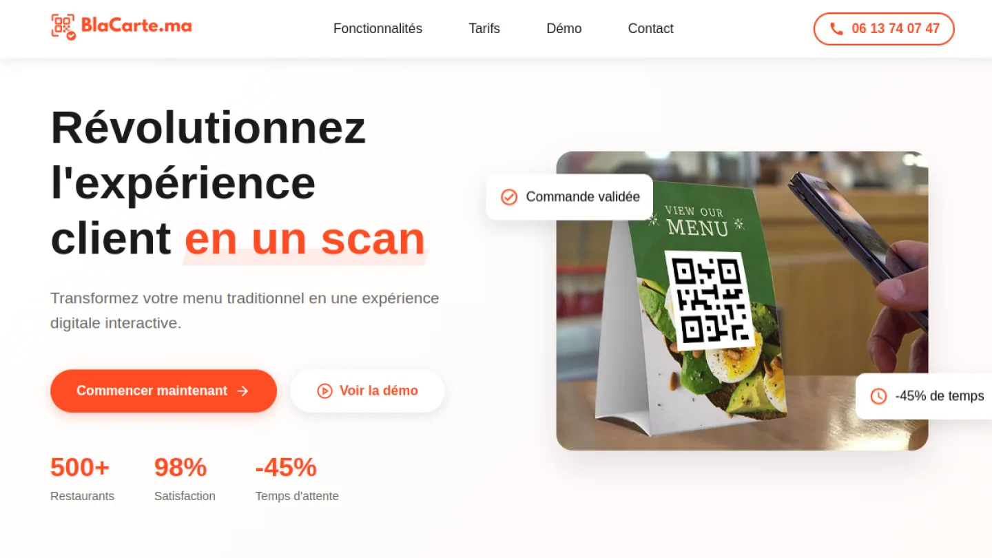 Aperçu du site BlaCarte.ma — projet réalisé par Ayoub Fattami
