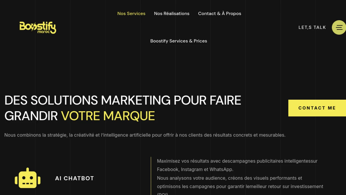 Aperçu du site Boostify Maroc — projet réalisé par Ayoub Fattami