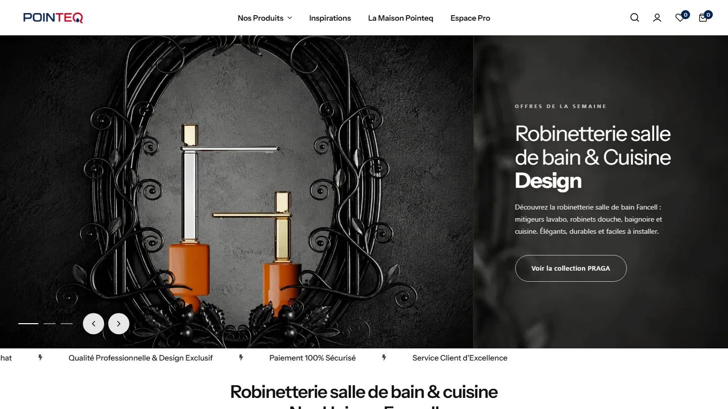 Site Pointeq (Boutique de robinetterie) créé par Ayoub Fattami, développeur web à Casablanca